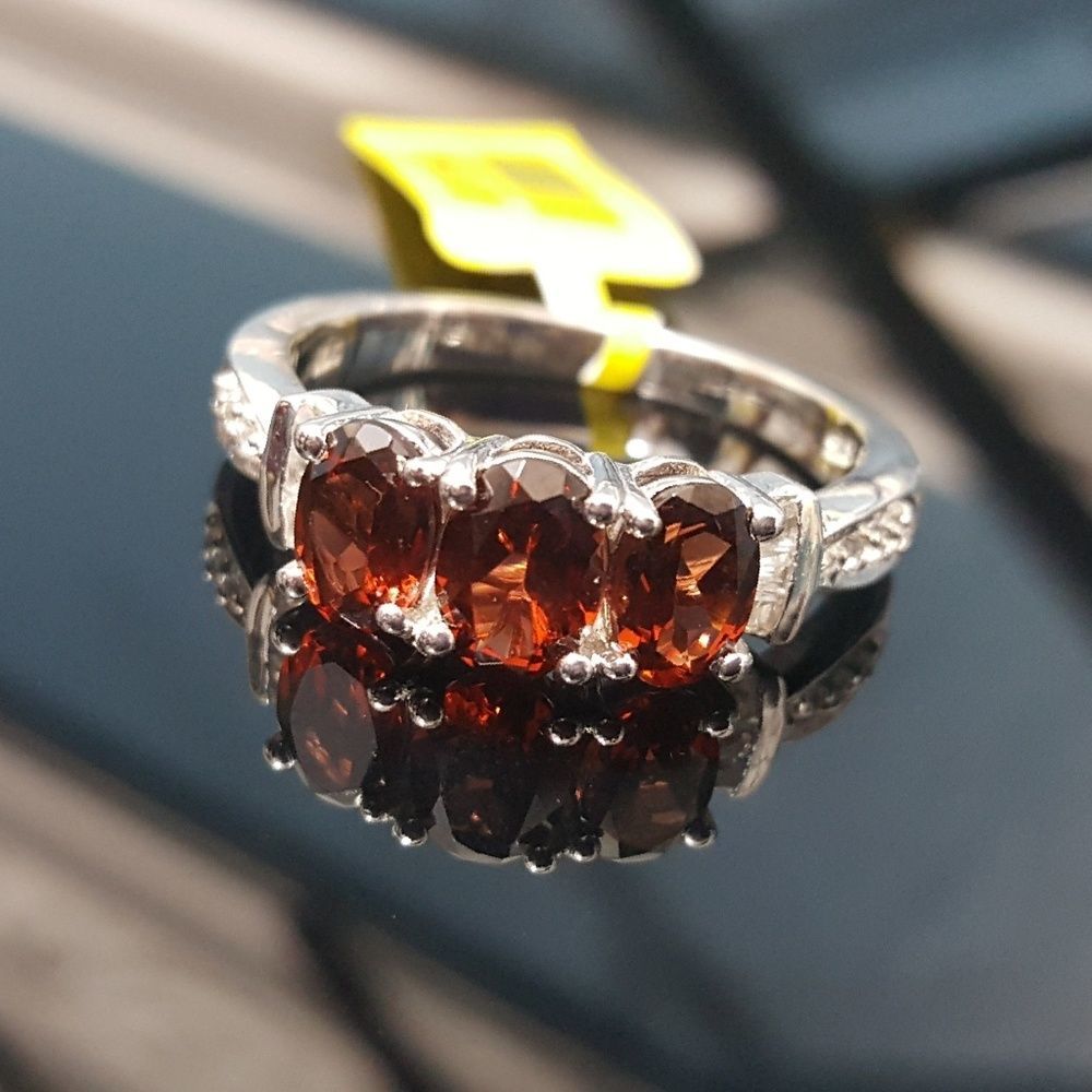 Mozambique Garnet Trilogy Style Ring